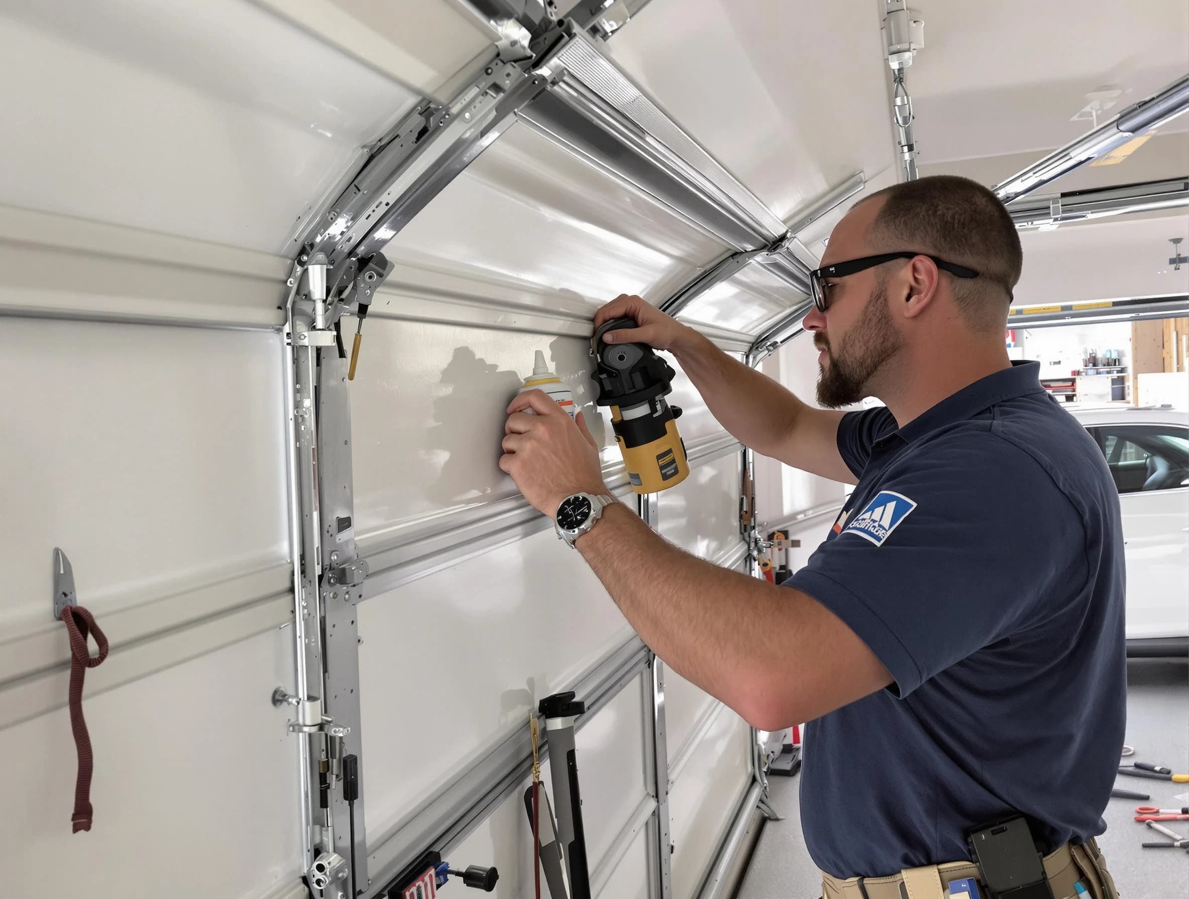 Goodyear Garage Door Repair technician performing comprehensive noise reduction service in Goodyear