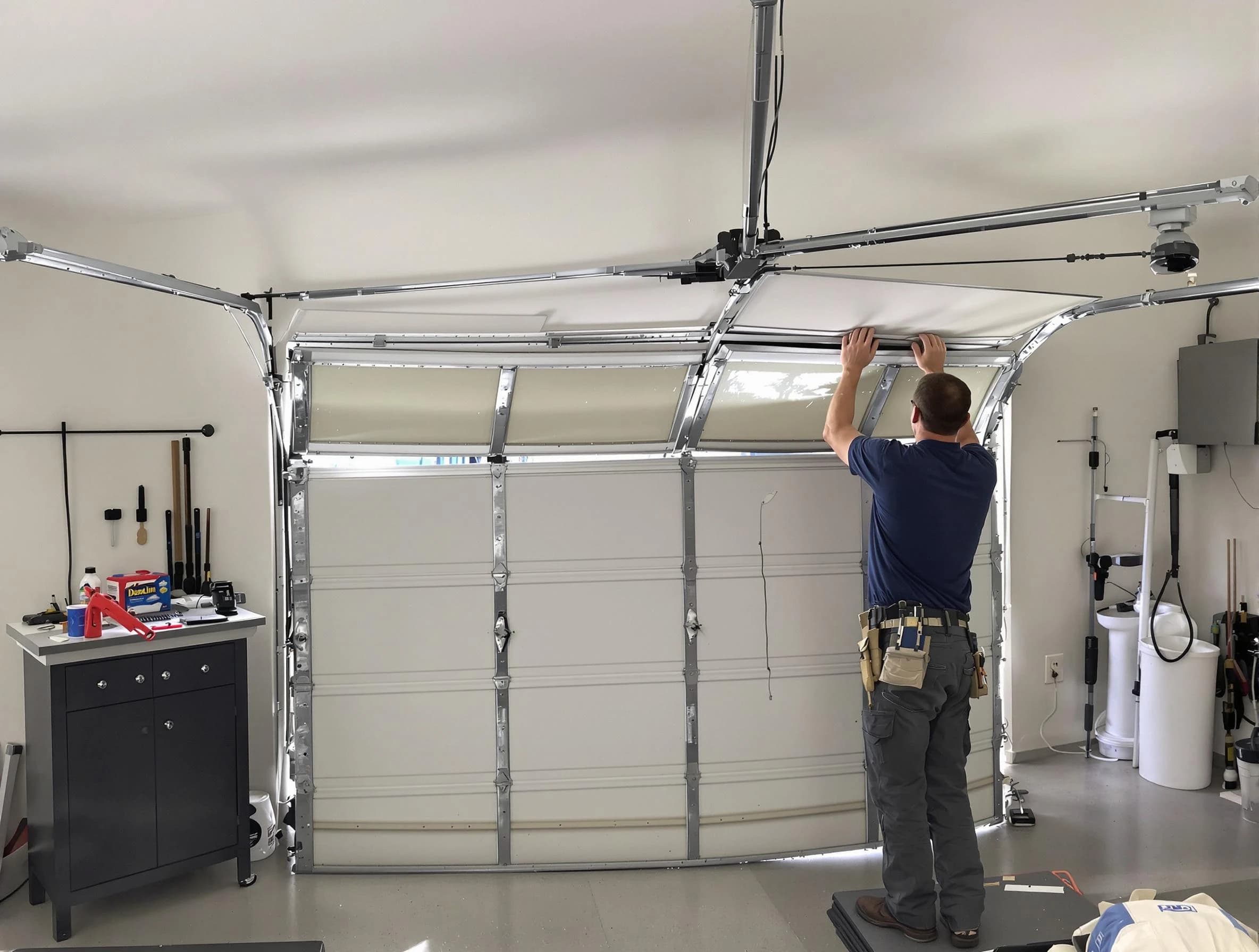 Goodyear Garage Door Repair specialist performing precise section replacement on Goodyear garage door