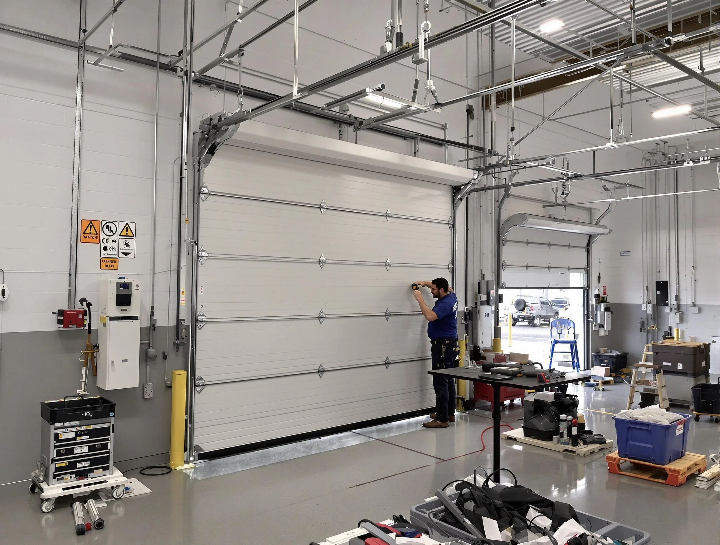 Commercial garage door repair being performed by Goodyear Garage Door Repair expert in Goodyear